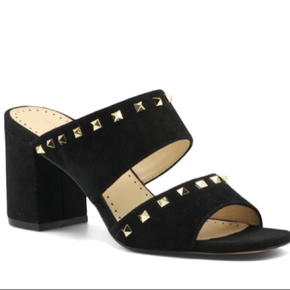 Adrienne Vittadini Shoes - Adrienne Vittadini Anisette Studded Block Heel Mule Sandal In Black